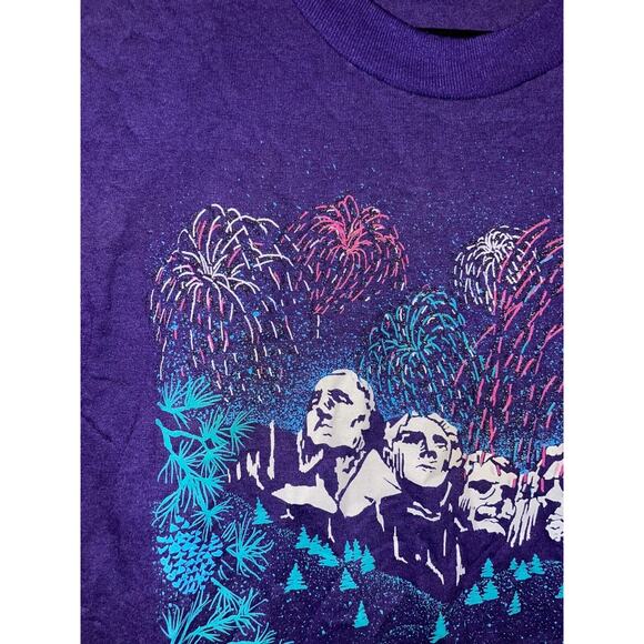 Vintage Mount Rushmore Shirt Firework Purple Graphic Tee 1990s VTG 90s Medium - Picture 3 of 13